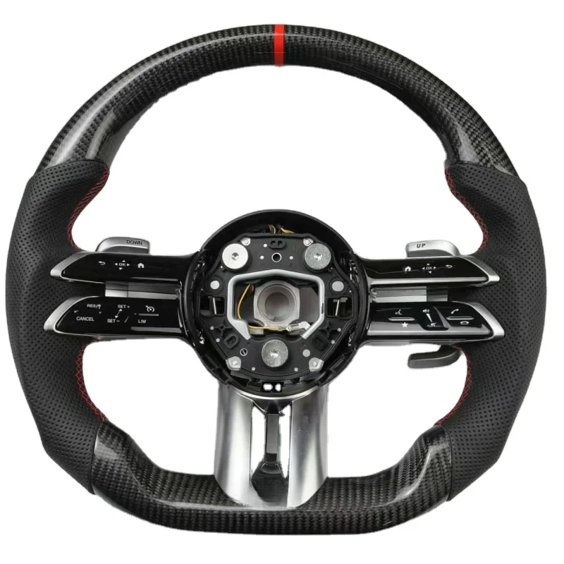 

Sports Style Carbon Fiber Leather Steering Wheel for Mercedes-Benz E-Class GLE GLS Fit for C200 C180 G500 B180 Models