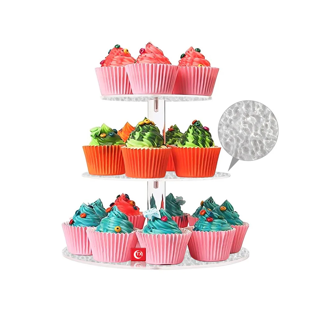 

Multi-layer Acrylic Display Stand Cake Rack Circle Dessert Snack Table Decoration , Wedding Birthday Display Tower Cupcake 5pcs