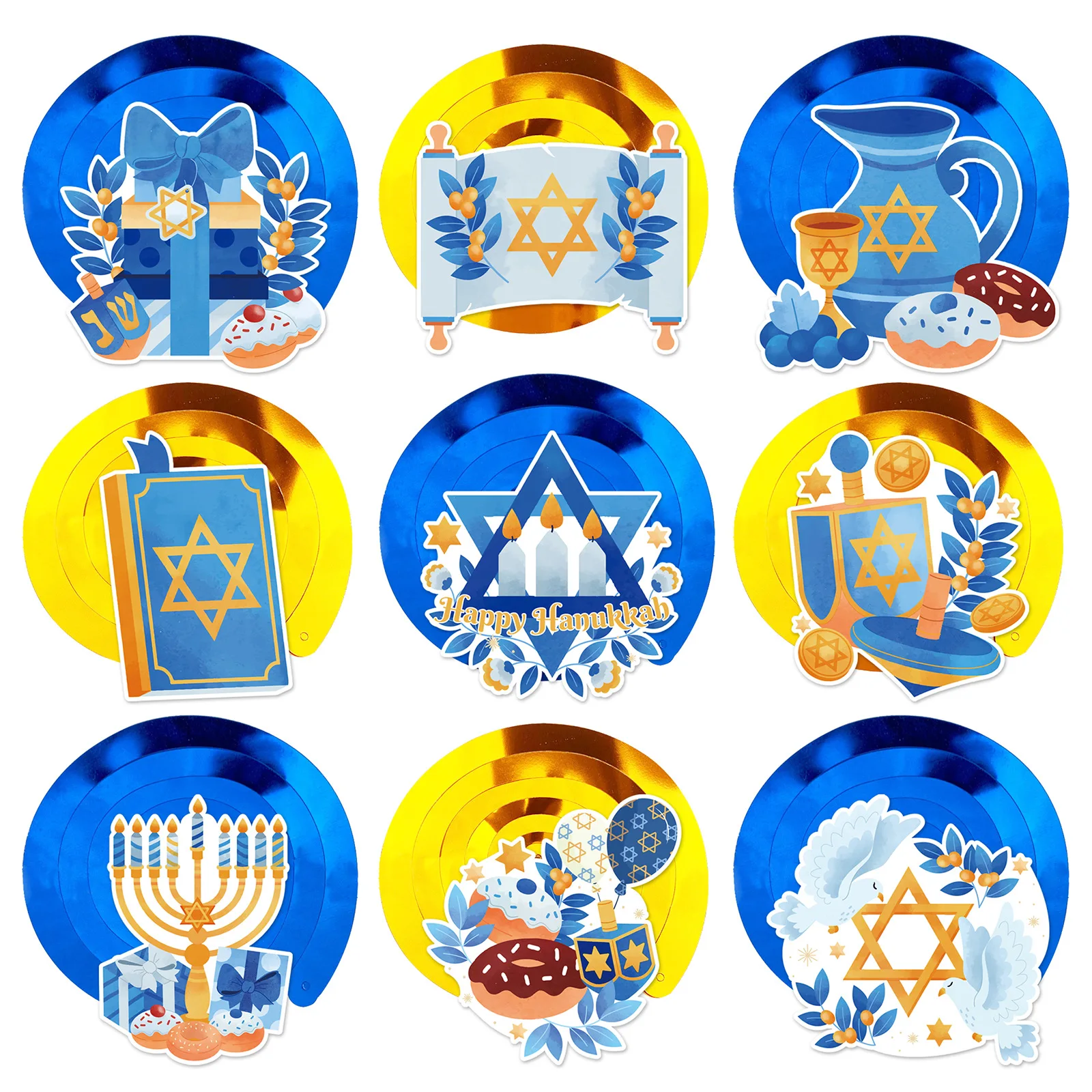 ديكورات معلقة حلزونية من هانوكا - ديكور أجواء احتفالية للعام الجديد اليهودي، زينة سقف لإعداد العطلات