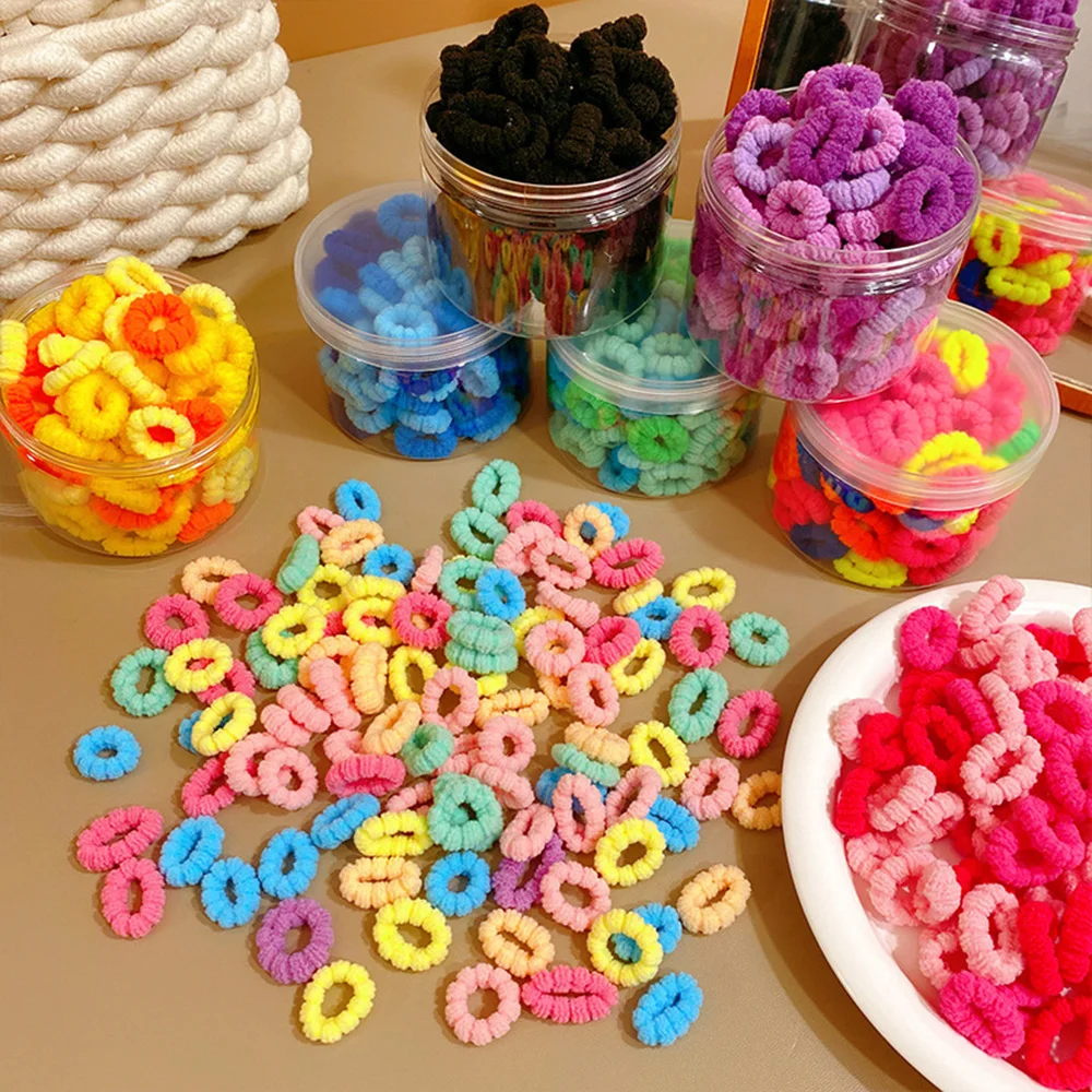 100 Pcs/pack Multicolor High Elasticity Hair Ties Girls Mini Hair Rings Hair Accessories Rubber Band Headwear For Kids