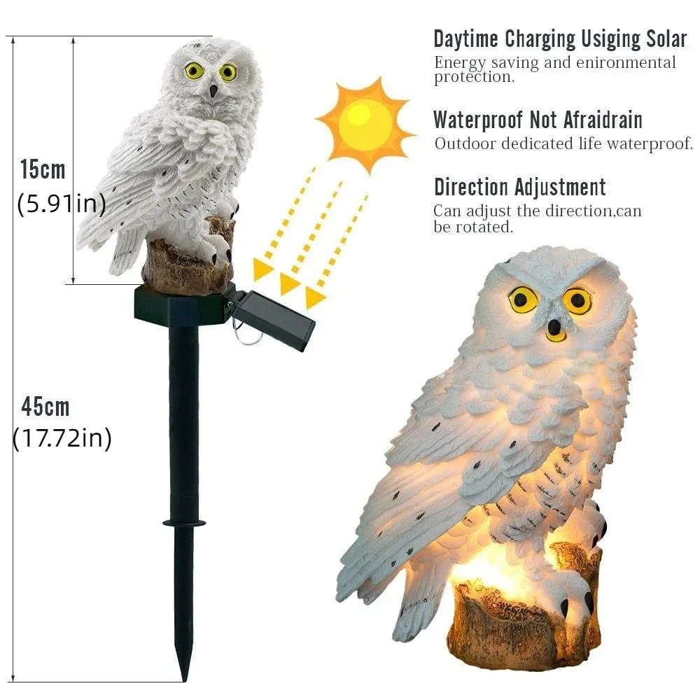 Durable Colorful Owl Solar Garden Light Realistic Waterproof Landscape Lawn Lamp Iron Cordless Solar Stake Light Patio Walkway