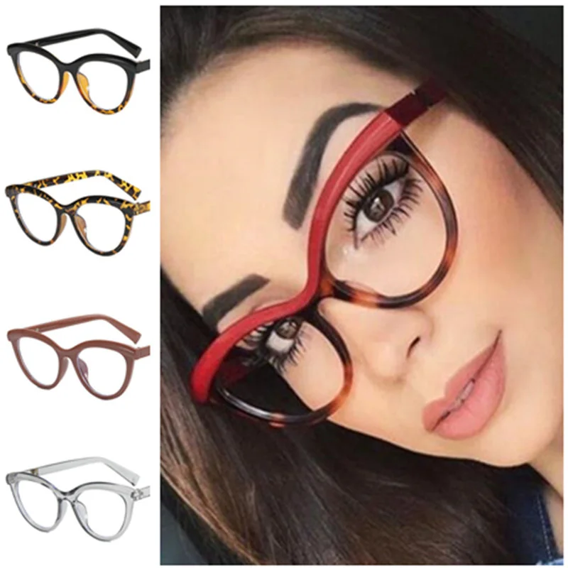 Fashion Anti-Blue Light Glasses Women Eyebrow Optical Eyewear Peronality Retro Spectacles Cat Eye Eyeglasses