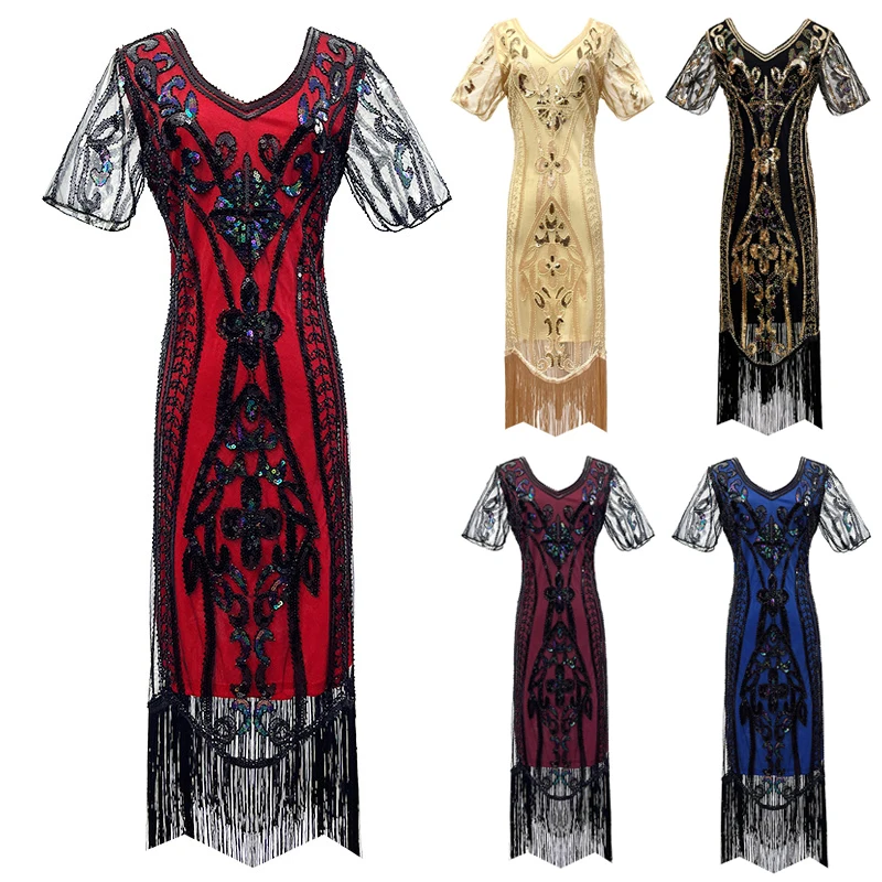 

Sequined Tassel Dress Vintage Party Dress Stage Show Dress Cosplay Great Gatsby
