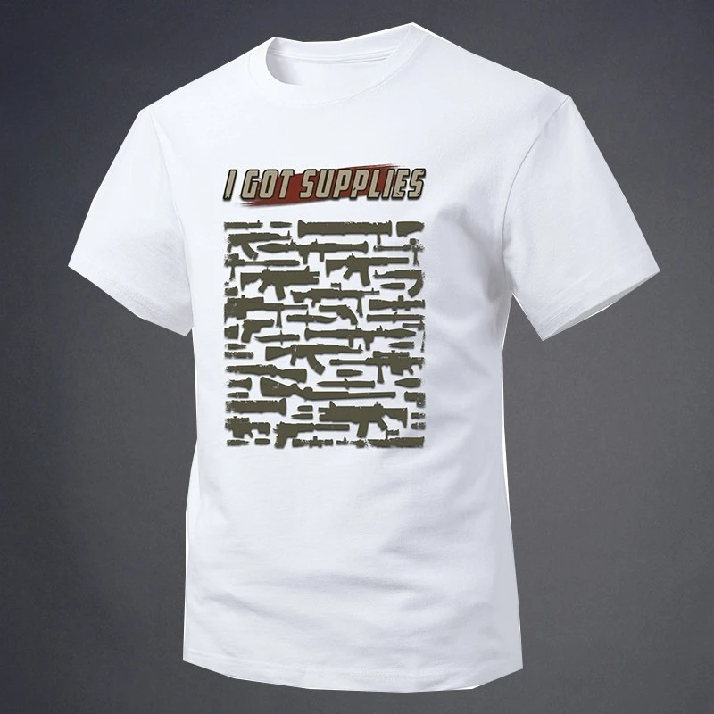 Summer Cotton Gun Theme Training Tactics Outdoor Army Fans Men and Women T-shirts Physical Training Short Sleeves