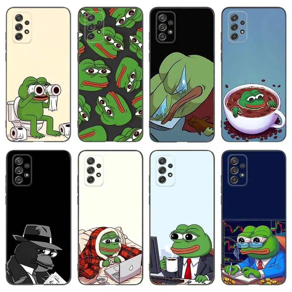 

Funny P-Pepe the Frog Phone Case For Samsung Galaxy A 91,80,73,72,53,52,51,22,5G,Plus,J,Note Soft Black Cover