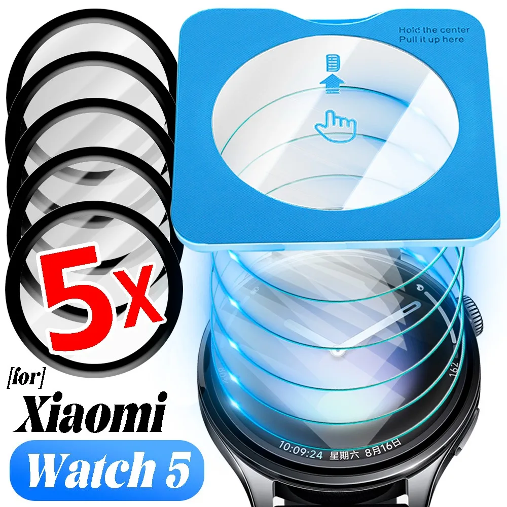 

1-5Pcs Easy Installation Tempered Glass for Xiaomi Watch 5 PMMA Soft Film Protector for Xiaomi Watch 5 with Positioning Film Kit