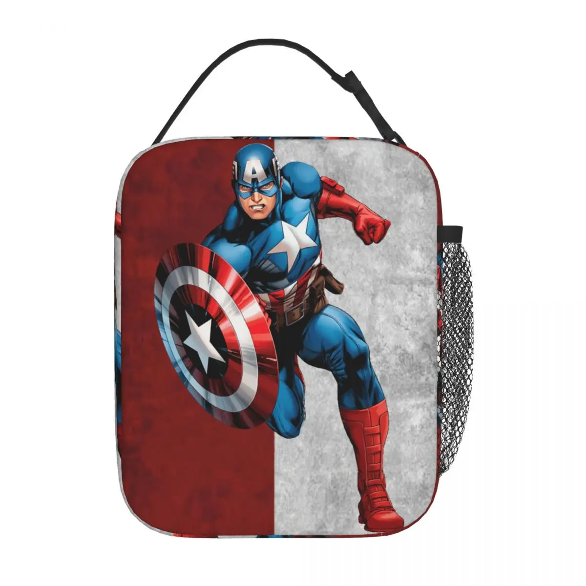 Custom Captain America Resuable Lunch Box for Women Waterproof Cooler Thermal Food Insulated Lunch Bag Kids School Children