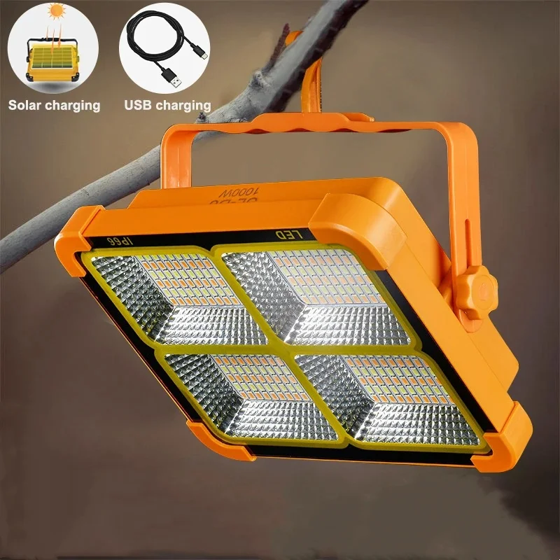 Portable Solar Lantern LED Tent Light Rechargeable Lantern Emergency Night Market Light Outdoor Camping Bulb Lamp