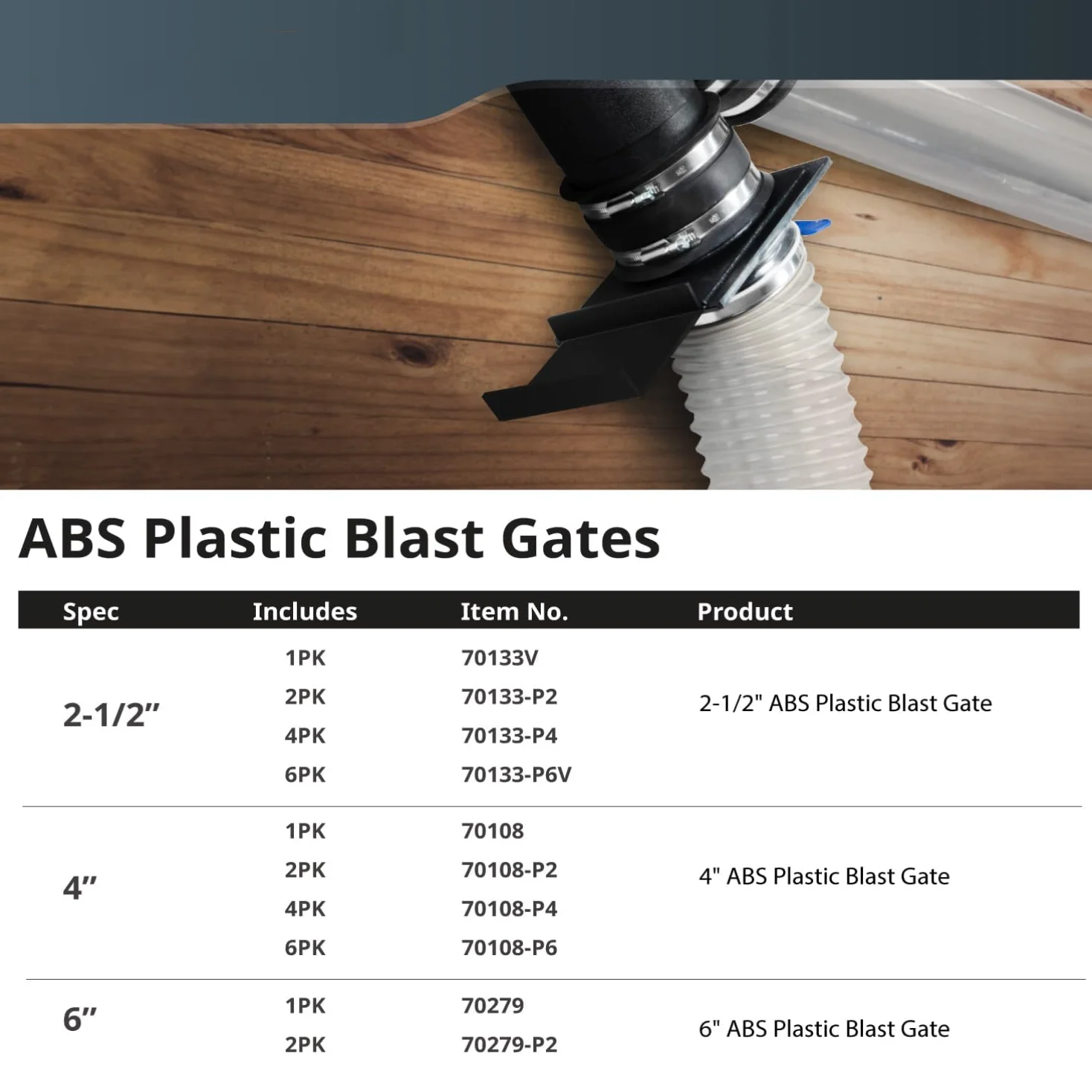 The 70108 4-inch (approximately 10.2 centimeters) explosion door is used as a component for the dust collector.