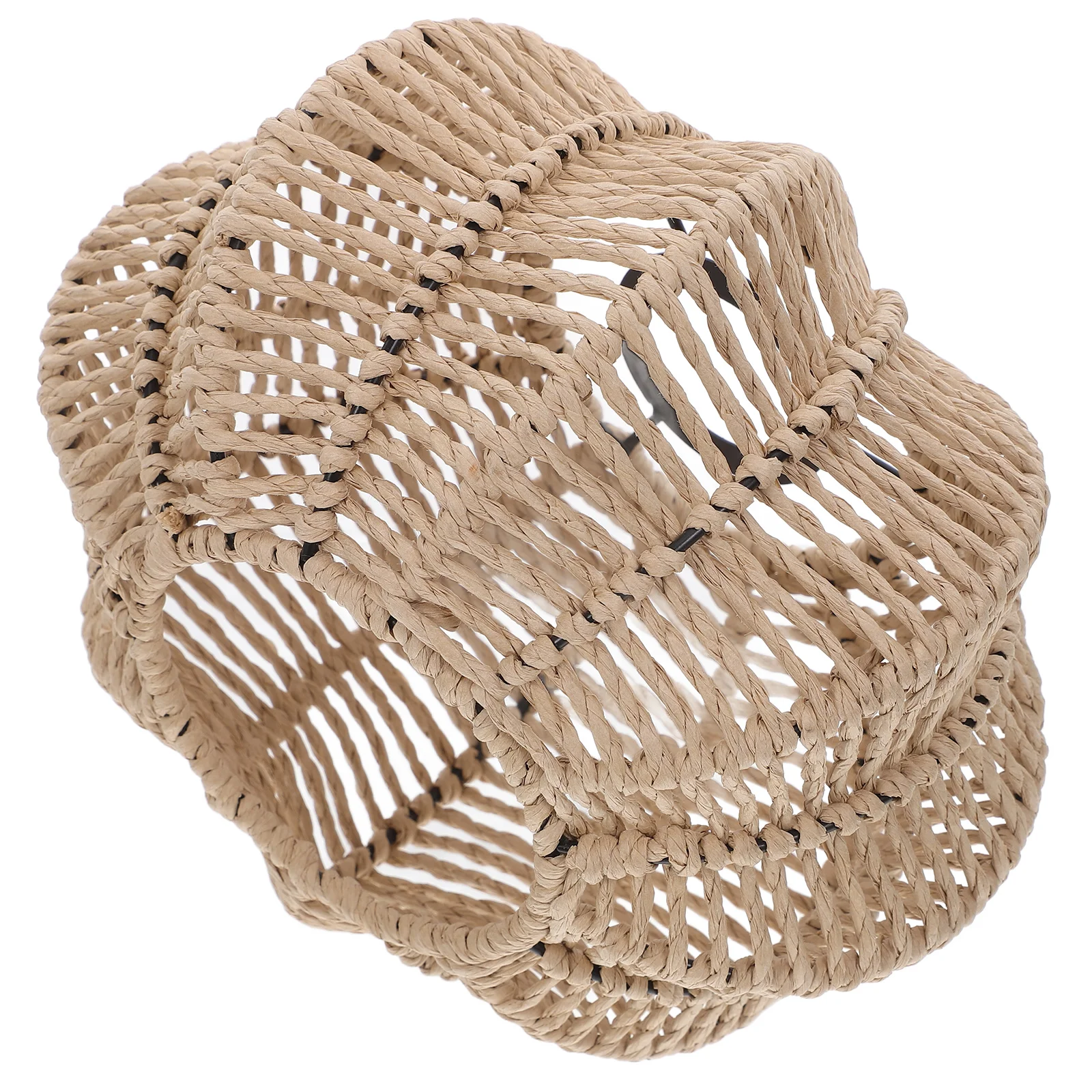 

Braided Paper Rope Lampshade Handwoven Iron Cover for Ceiling Lights Farmhouse Decor Hanging Shades Soft Lighting Large Size