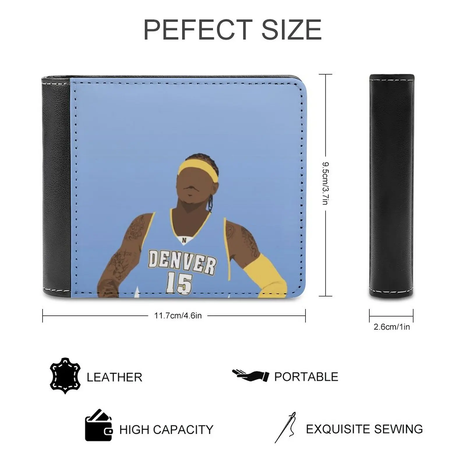 Carmelo Anthony Leather Wallet Men Classic Black Purse Credit Card Holder Fashion Men's Wallet Carmelo Anthony Melo Basketball