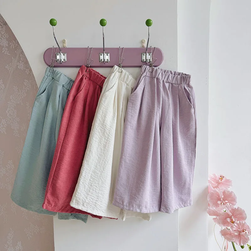 Girls' Pants Spring and Summer New Style Children's Korean Version Casual Soft and Wide Leg Pants Baby Casual Pants