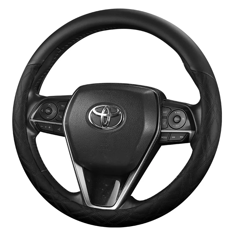 For Toyota Camry Corolla Levin Highlander Avalon CITY RAV4 O Shape Steering Wheel Cover Brain Car Accessories Leather Protector