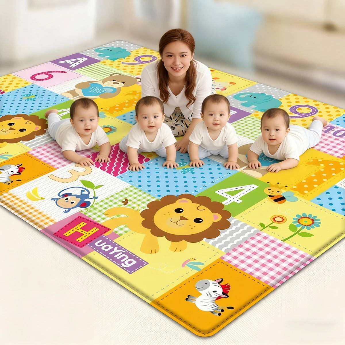 

Baby Folding Crawling Activity Mat New Kids Cartoon Waterproof Crawling Game Carpet Double-sided Children's Carpet Soft Foam Pad