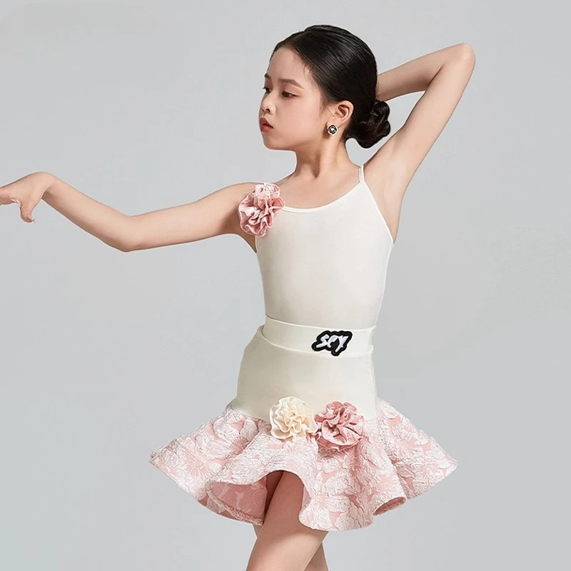 

New Summer Style Children's Latin Dance Outfit - Girls' Professional Performance, Training and Rehearsal Dance Suit Set
