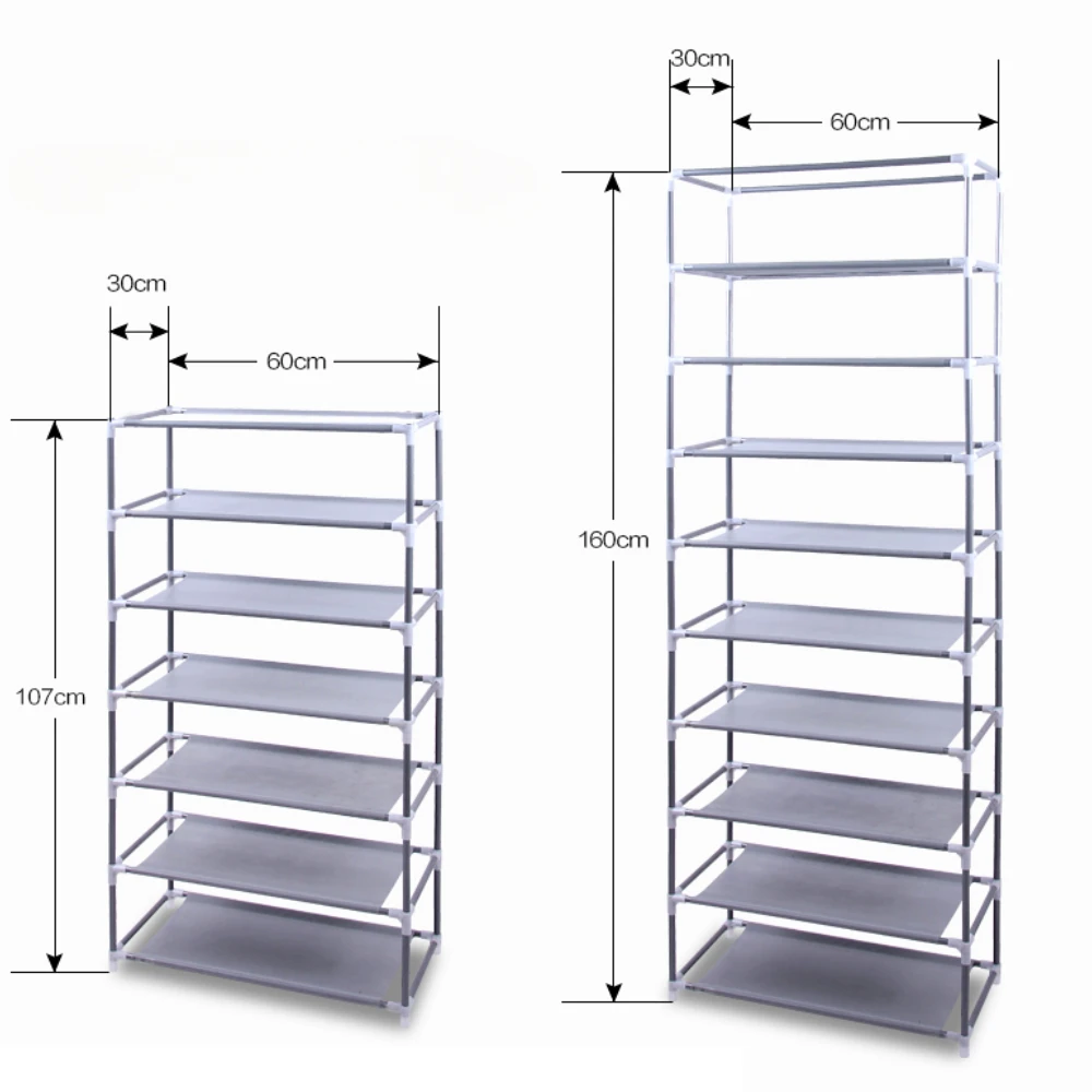 Fashionable Room-saving 9 Lattices Non-woven Fabric Shoe Rack Gray