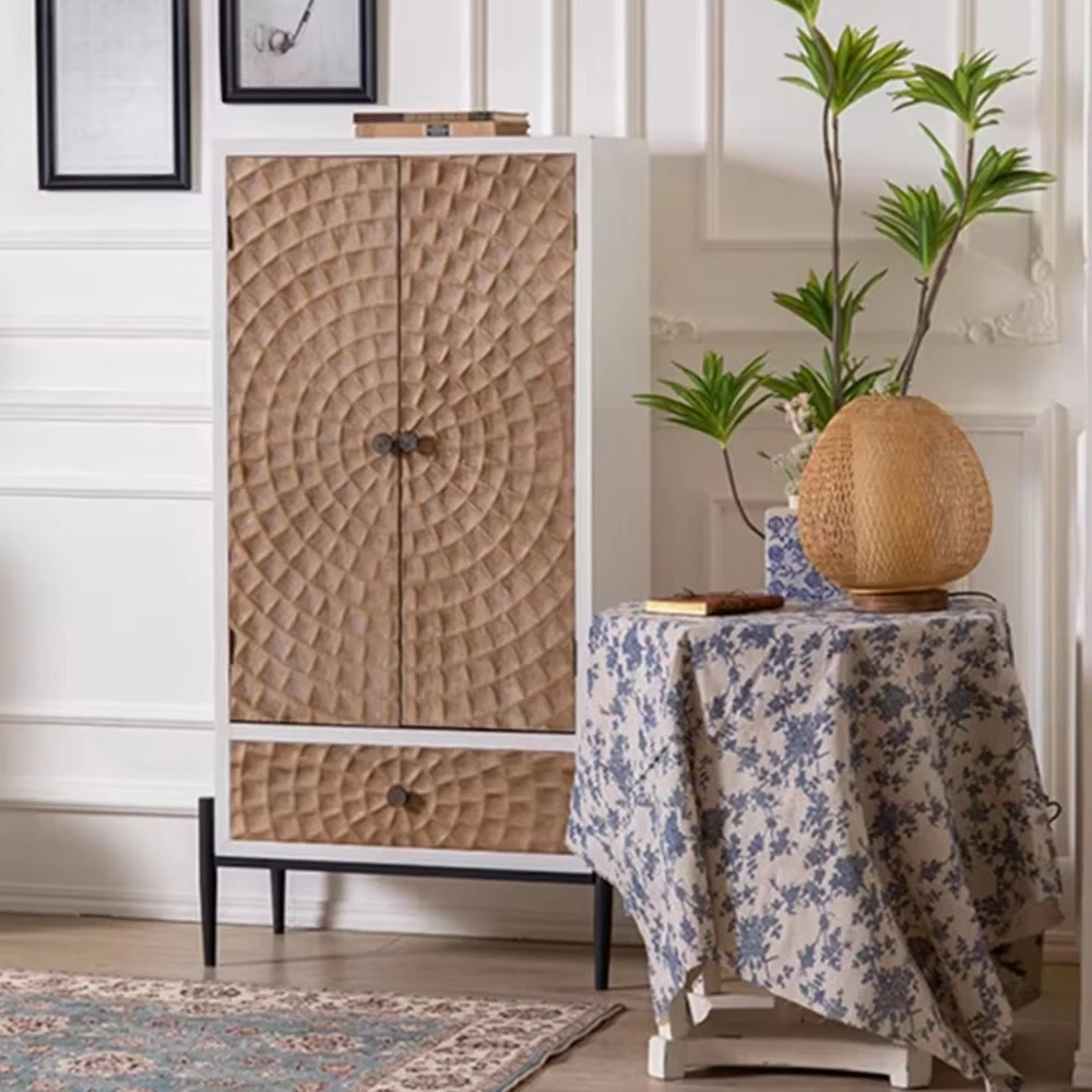 

Mamba Country Home Craft Simple Wooden Locker Farmhouse Living Room with 2 Doors and 1 Drawer