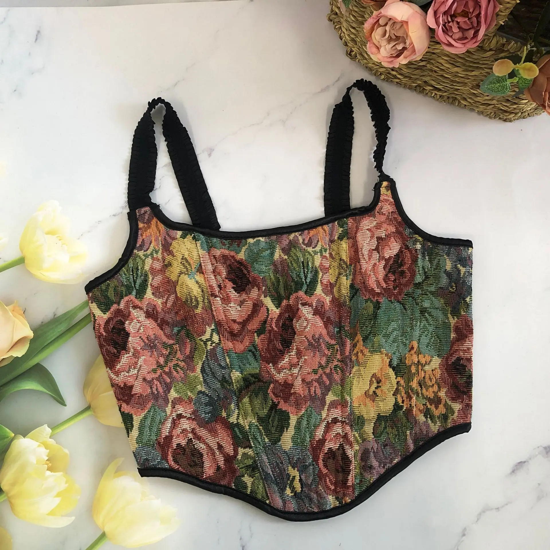 

Женский сексуальный красный корсет, топ с завышенной талией и принтом Y2k, камзол, готический винтажный бюстье без рукавов в викторианском стиле, корсеты на шнуровке для похудения