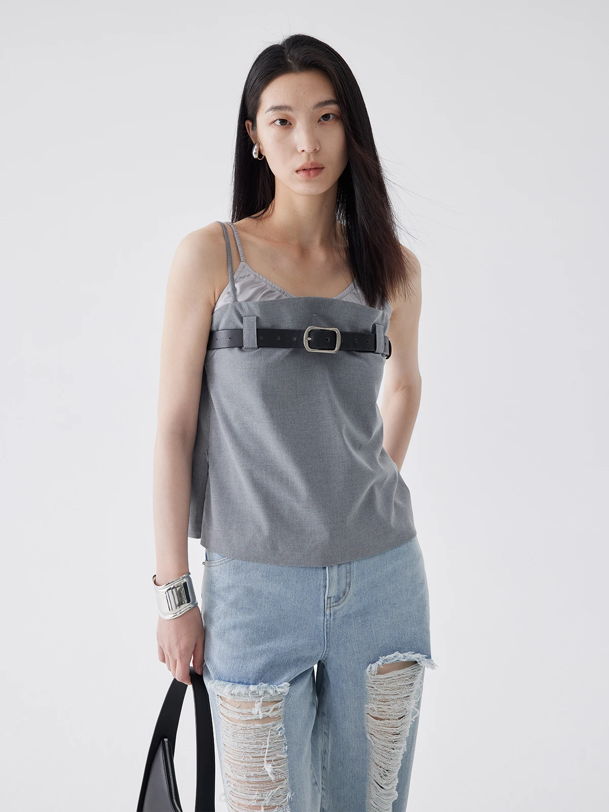 

Женский жилет с двусторонними ацетатными лямками, без этикетки, для повседневной носки, имитация двухслойности, из полиэстеровой смеси