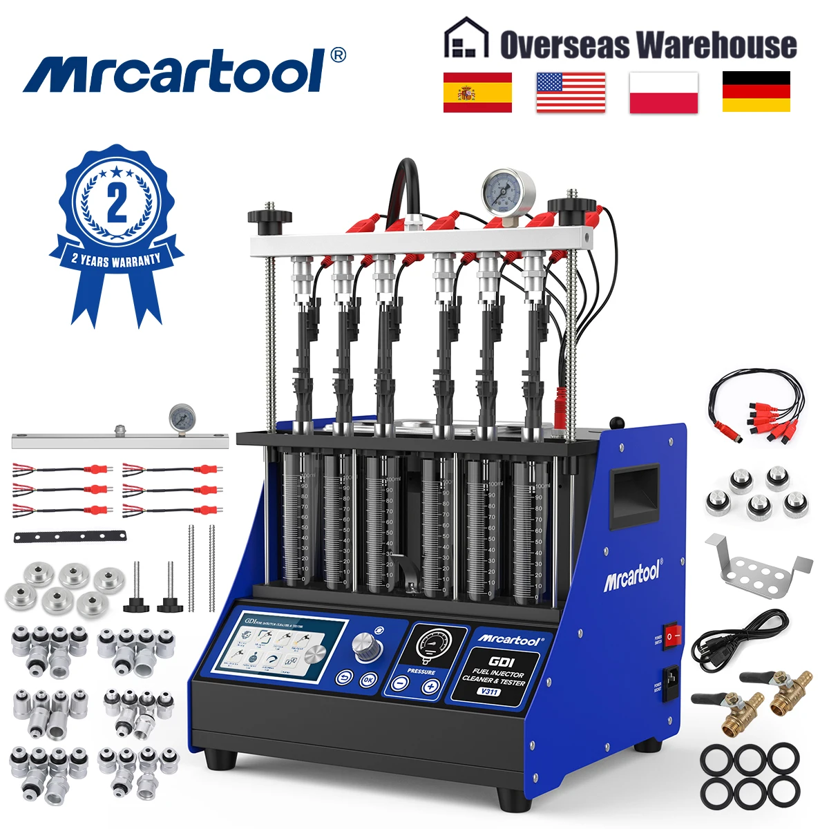MRCARTOOL V311 GDI limpiador y probador de inyectores de combustible máquina 6 cilindros limpiador de inyectores de combustible probador para coche