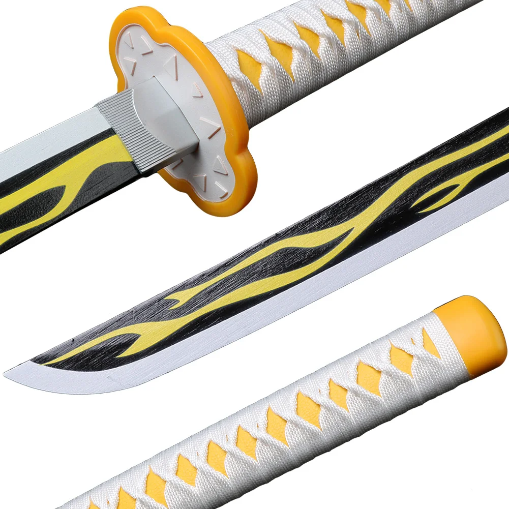 41" 1:1 Demon Slayer Katana Sword Cosplay Props Weapon Rengoku Tanjiro Catana Kimetsu no Yaiba Wooden Samurai Swords toy