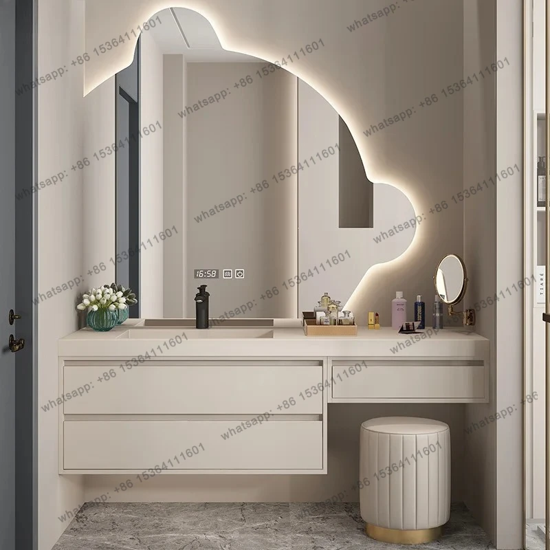 simple intelligent solid wood integrated bathroom cabinet combination bathroom washbasin cabinet