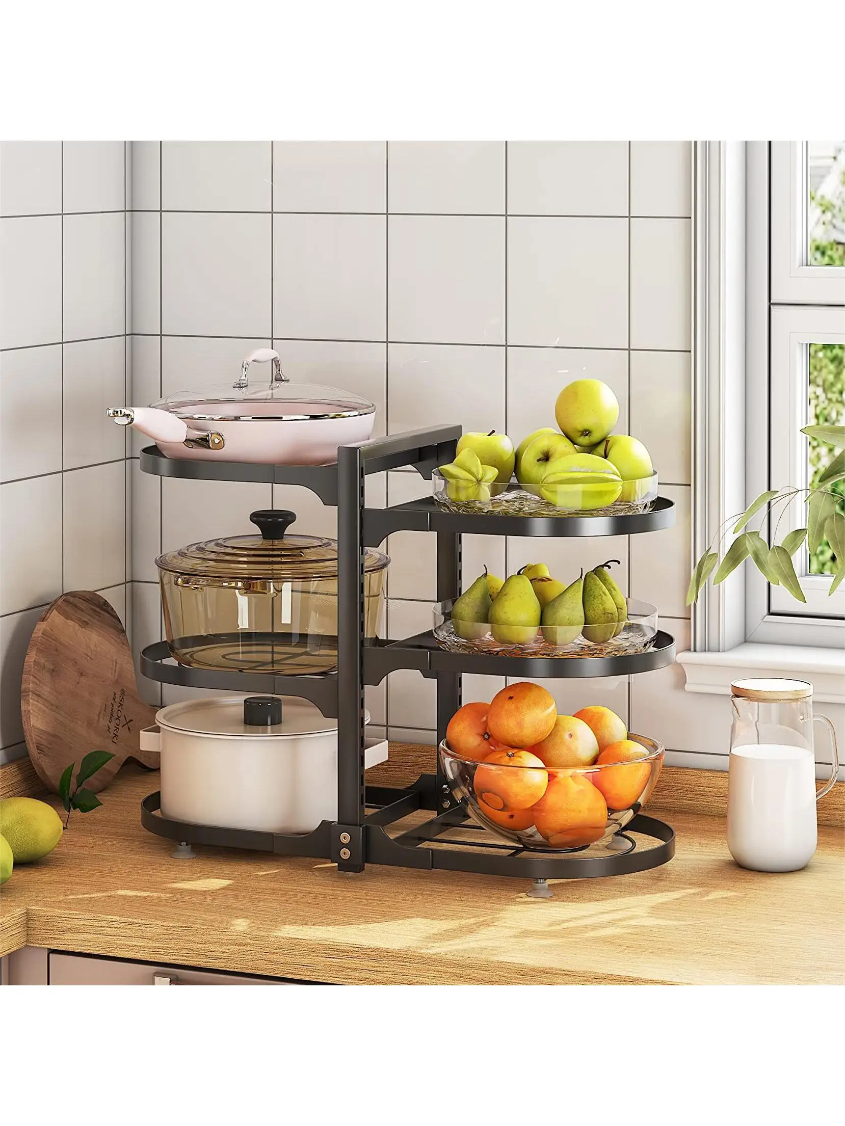 

6TierPotsand PansLid OrganizerRackHolder AdjustablePot OrganizerRackfor UnderCabinetPot RackForKitchenOrganization andStorage