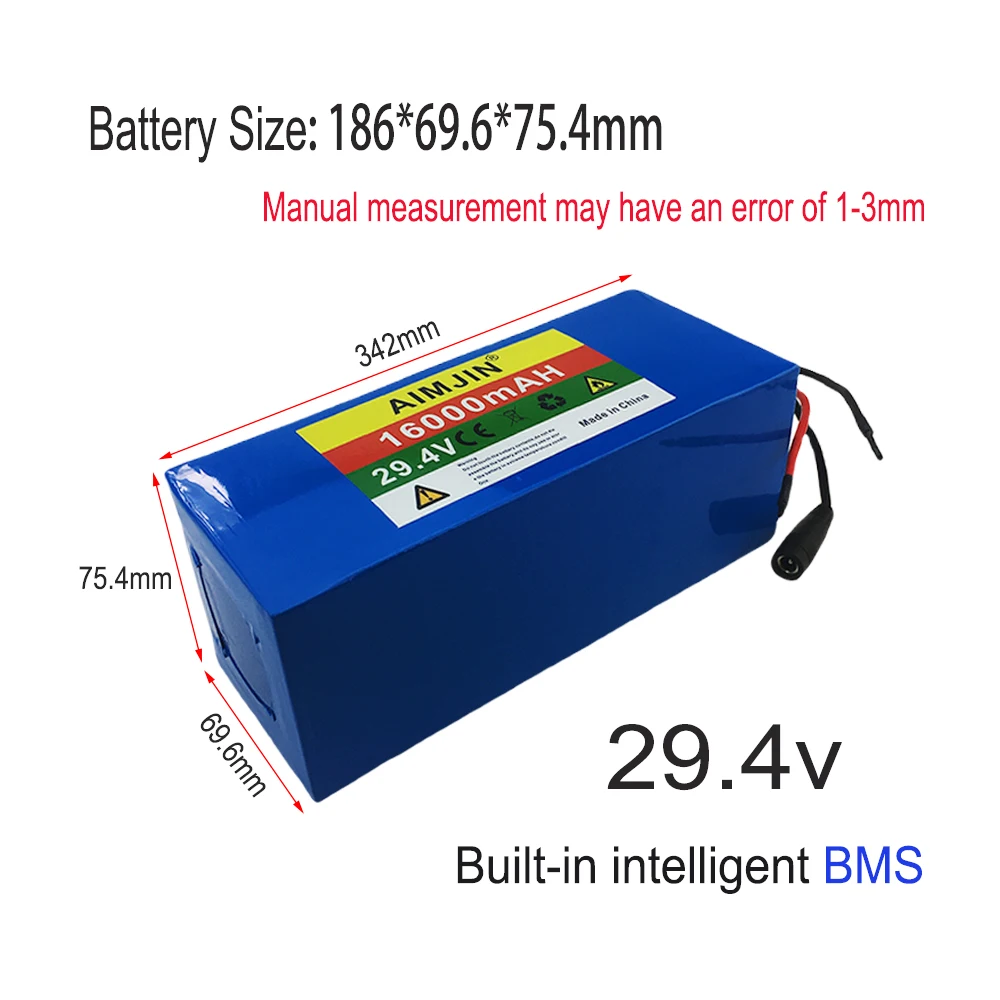 Akumulator litowy 7 s5p 18650, 29.4V 16000mAh o dużej pojemności, wbudowany inteligentny tablica ochronna BMS, z ładowarką