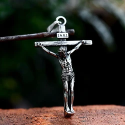 New Vintage Fashion Jesus Cross Pendant Necklace for Men Women 316L Stainless Steel Punk Biker Amulet Jewelry Gifts Dropshipping