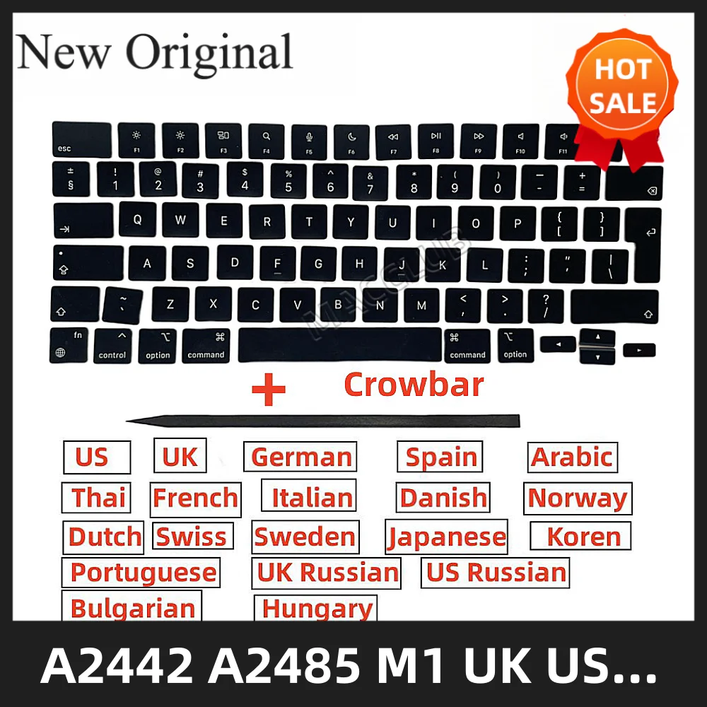 

A2442 A2485 14'' 16'' Keycaps US UK SP FR GR DK IT RU JP swiss Layout for Macbook Pro A2442 A2485 M1 2021 keyboard keys Keycap