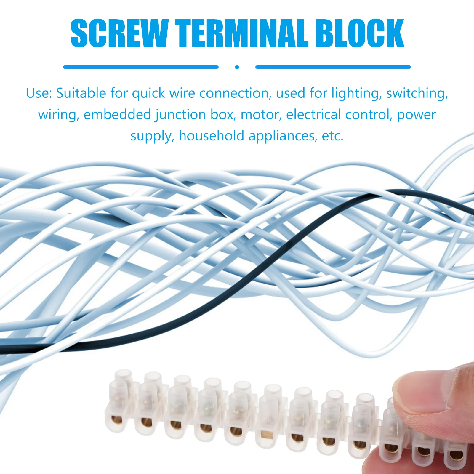 

10pcs 12 Position Terminal Block Brass Conductor Screw Wire Connector Flame Retardant High Temperature Resistance Corrosion