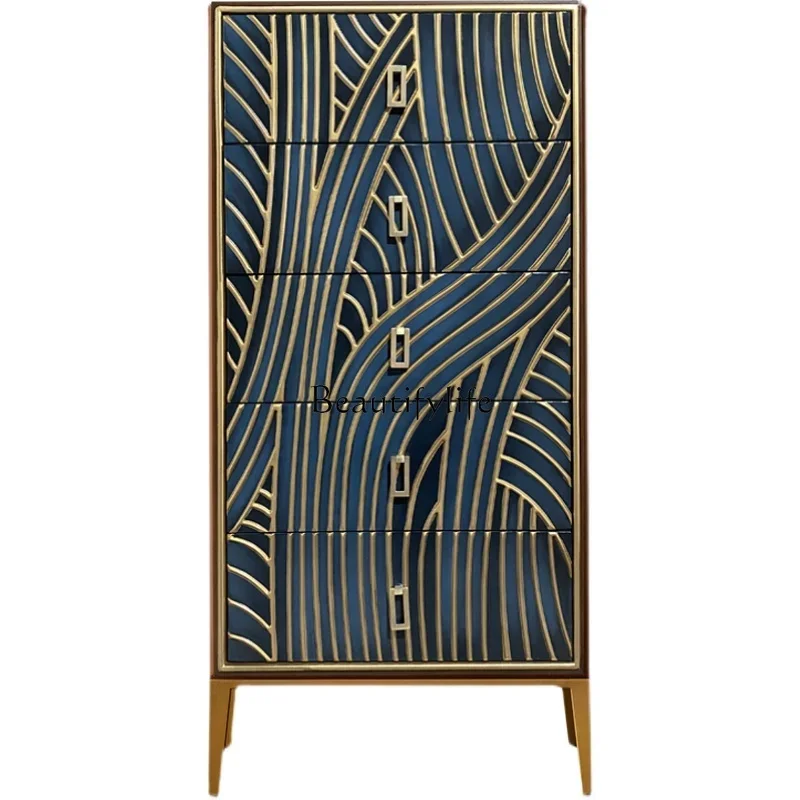 

FG40American Light Luxury Simple Modern Storage Cabinet Solid Wood Drawer Wall Multi-Functional Storage Cabinet