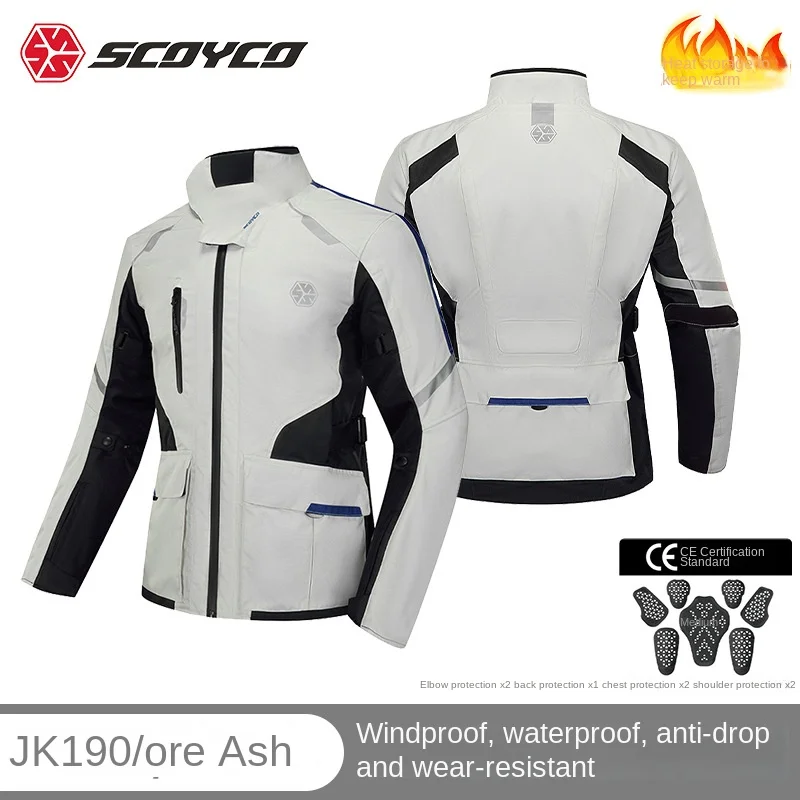 SCOYCO Men's Biker Jacket Waterproof Racing Suit Anti-drop Autumn and Winter Windproof and Rainproof Travel Into Locomotive Suit