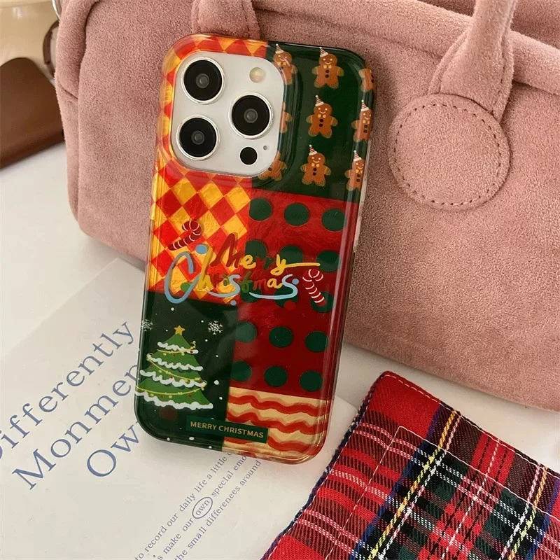 Whirlpool Christmas Tree Gingerbread Man Phone Case for iPhone 11 12 13 14 15 16 pro max