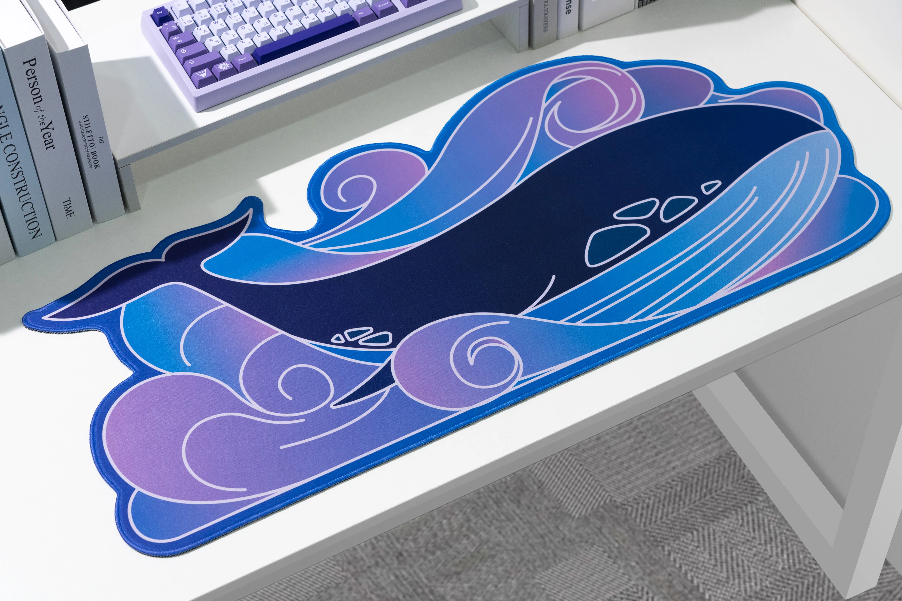 

ND75 Purple Whale Mouse Pad, Extended Large Desk Mat for Keyboard and Mouse, Waterproof XXL Gaming Mousepad on-Slip Rubber Base