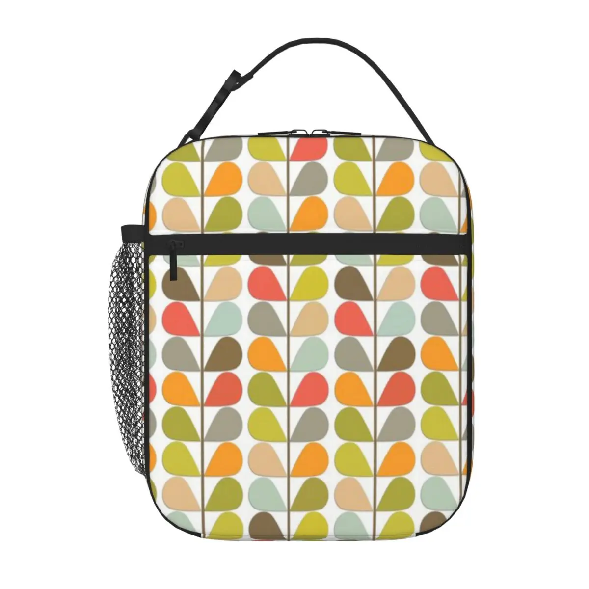 Hot Sale Retro 60s Midcentury Modern Pattern Travel Style Lightweight Lunch Bag Countryside Trip Neoprene Lunch Bag