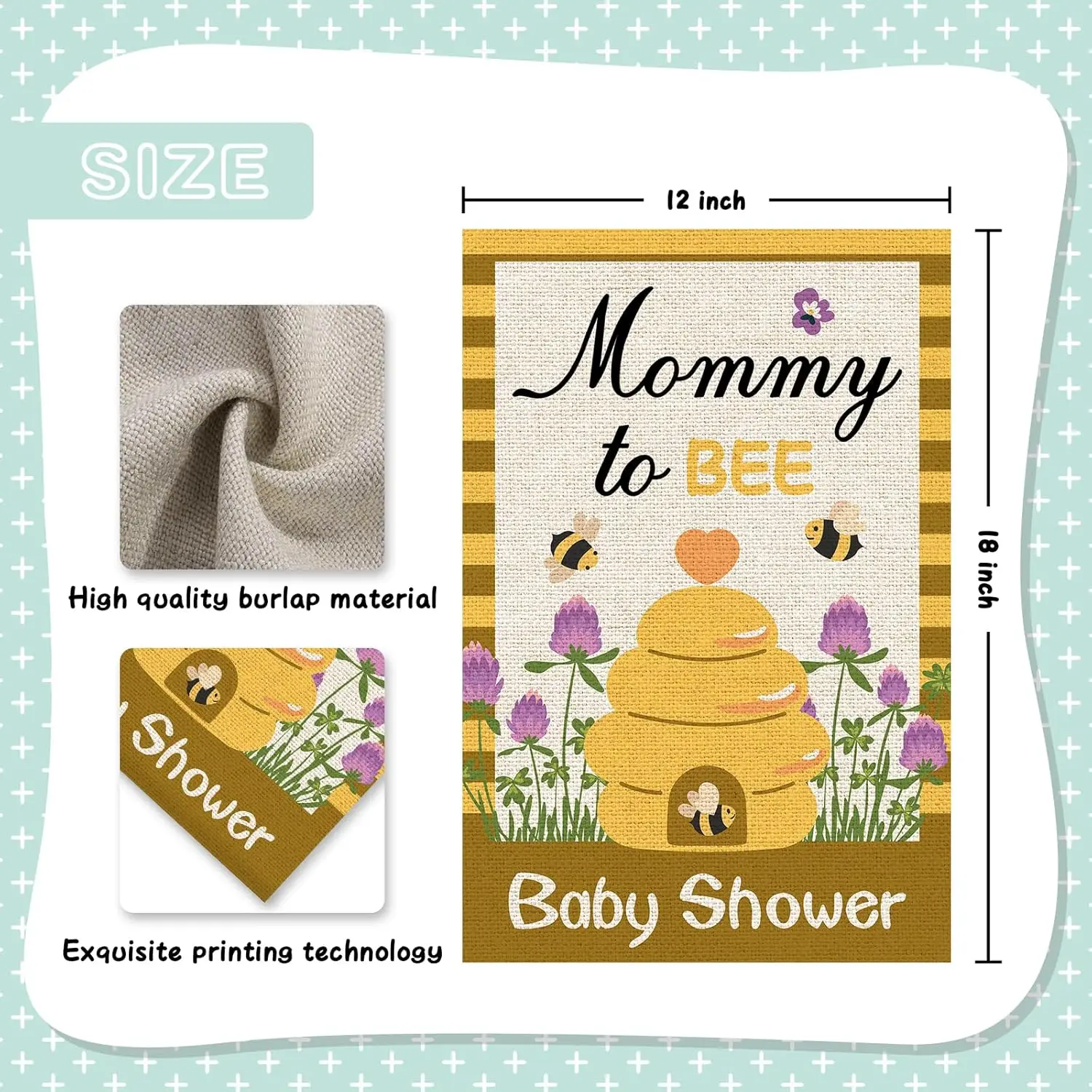 علم حديقة INNORU Mommy to Bee، لافتة ساحة حفلات استحمام الطفل على شكل نحلة، حفلة إعلانية للحوامل للنحل في الأماكن المغلقة والخارجية HHU