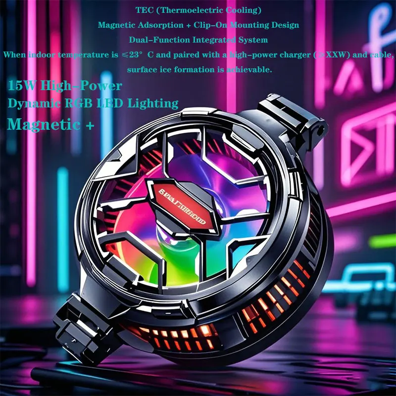 

FS03 Полупроводниковый игровой кулер для мобильного телефона PUBG, 15 Вт, сильный охлаждающий вентилятор, магнитный/задний зажим, красочный радиатор для IPhone Android