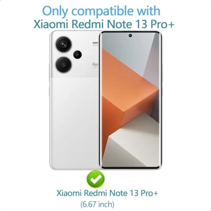[عبوة من قطعتين] لهاتف Redmi Note 13 Pro+ 5G Note 13 Pro plus 5G 3D واقي شاشة من الزجاج المقوى واقي عدسة الكاميرا. 9H hardn.