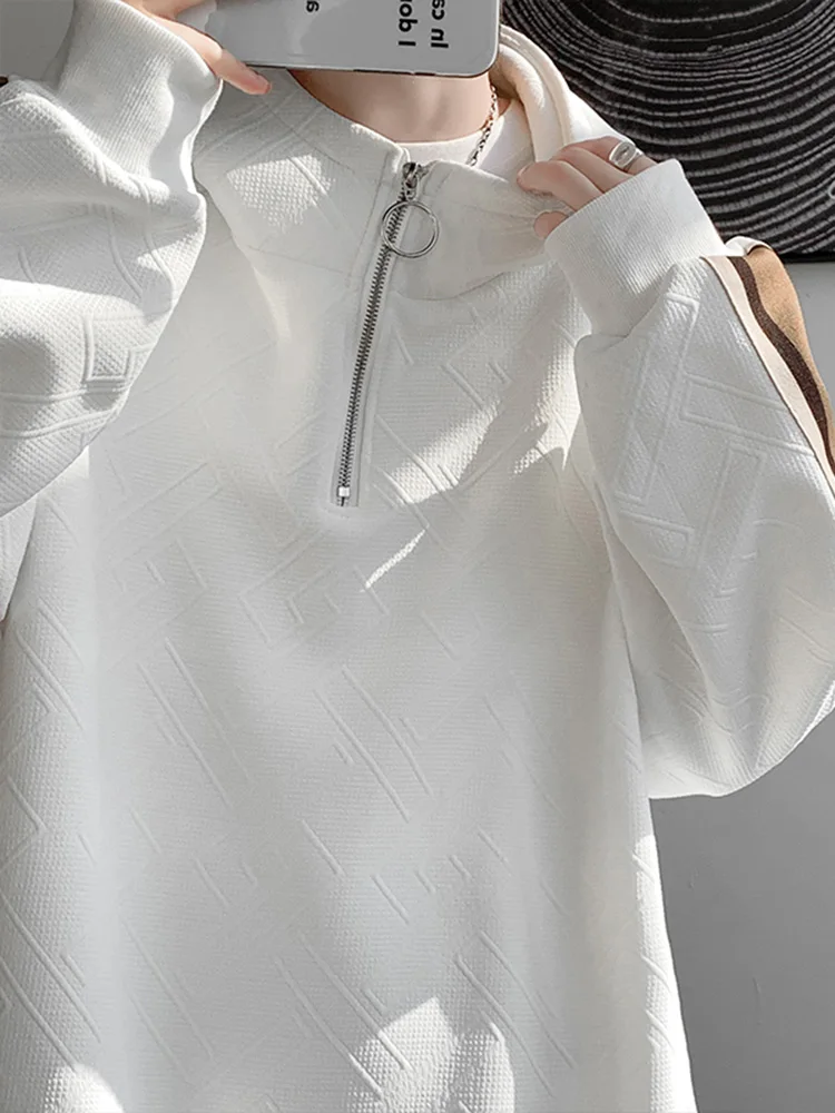 

Мужская толстовка оверсайз на молнии, повседневная, весенне-осенняя, свободного кроя, спортивная, с полосатым узором, удобная, износостойкая