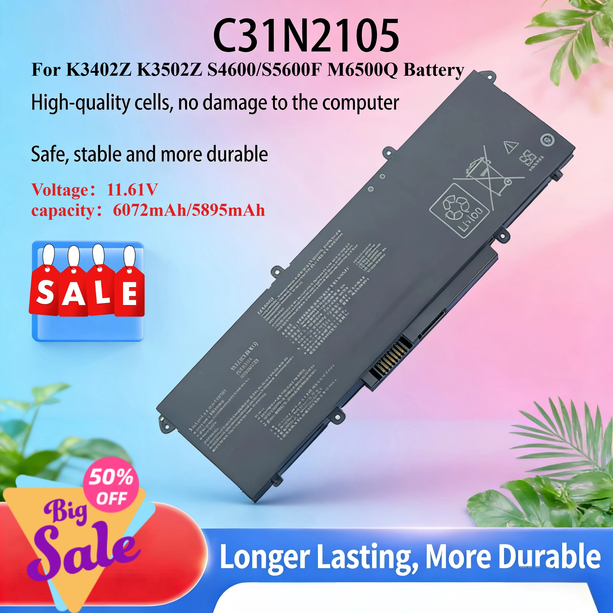 Applicable to ASUS 2022 models Zenbook 15 K3402Z K3502Z S4600/S5600F M6500Q battery