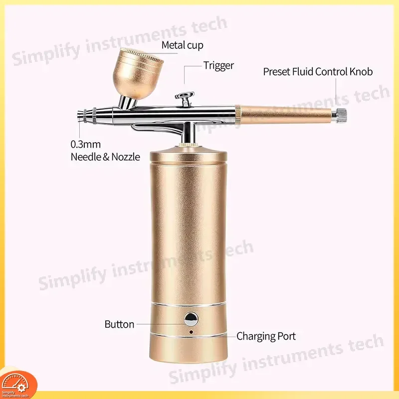 Nano Airbrush Kit Portable Mini Air Brush Gun for Face Makeup Eyebrow Dyeing Cake Decorating Manicure Painting Beauty Tool