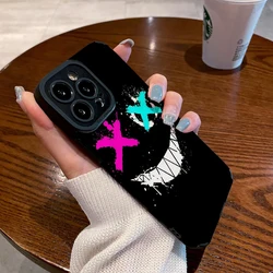 INS Devil Smiling Silicone Phone Case For iPhone 17 Air 14 13 11 16 15 Pro Max Plus 12 Mini Soft Leather Shockproof Full Cover
