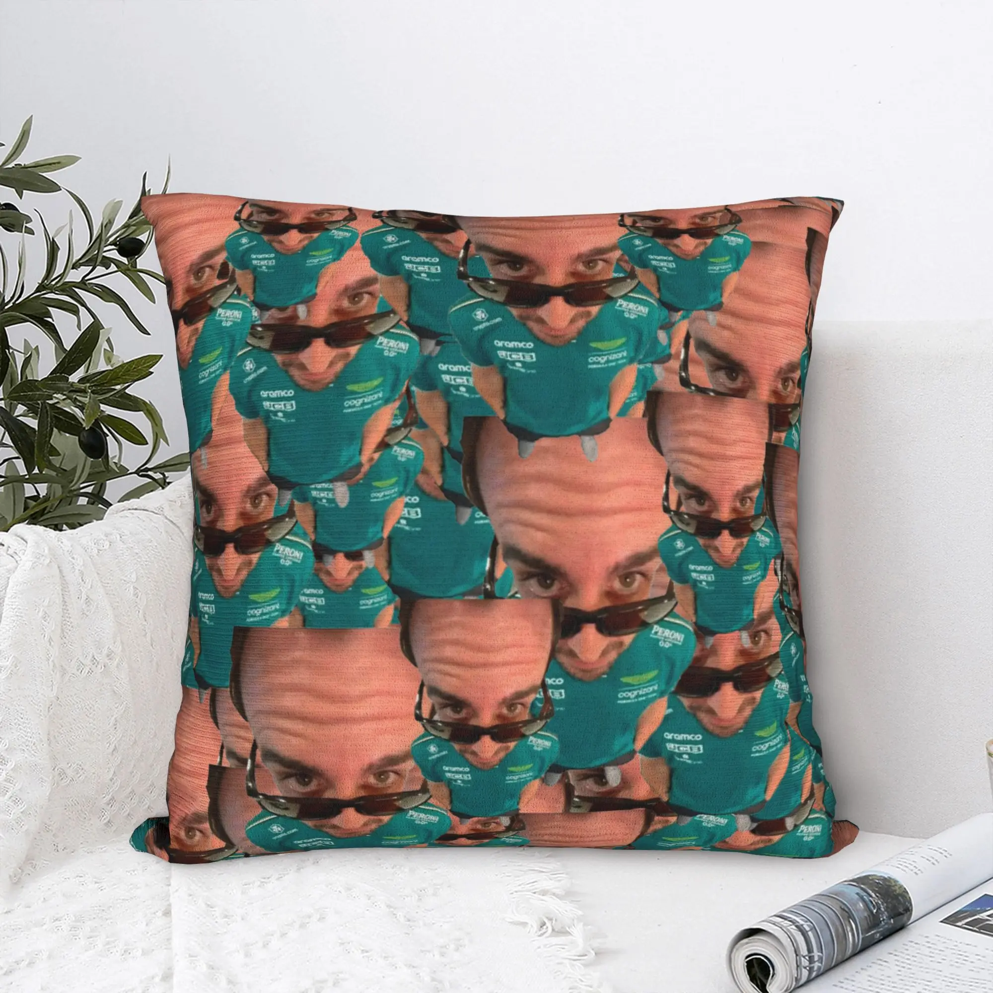 

Наволочка Fernando Alonso с забавной головой и принтом, полиэстеровая наволочка, украшения, наволочка, чехол на молнии для кровати, 18 дюймов