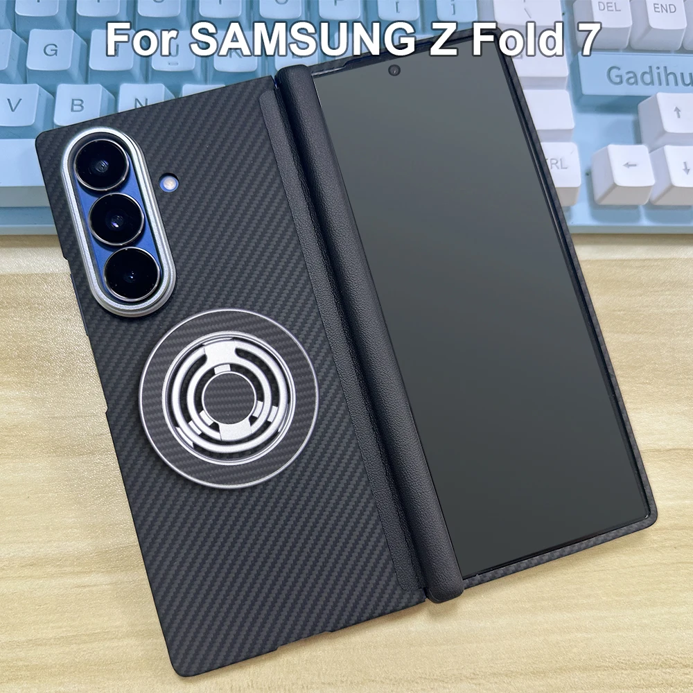 

600D Real-thin Carbon Fiber Phone Case for samsung galaxy z fold 7 case case Aramid Fiber fabric thin hard Magnetic balck Case