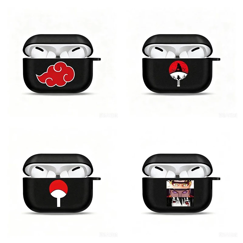 Anime Naruto Druck Kopfhörerhülle Akatsuki Uchiha Logo Mattschwarze Schutzhülle für AirPods 4 Pro 2 3 Sturzsichere Kopfhörer-Abdeckung – Detail 1