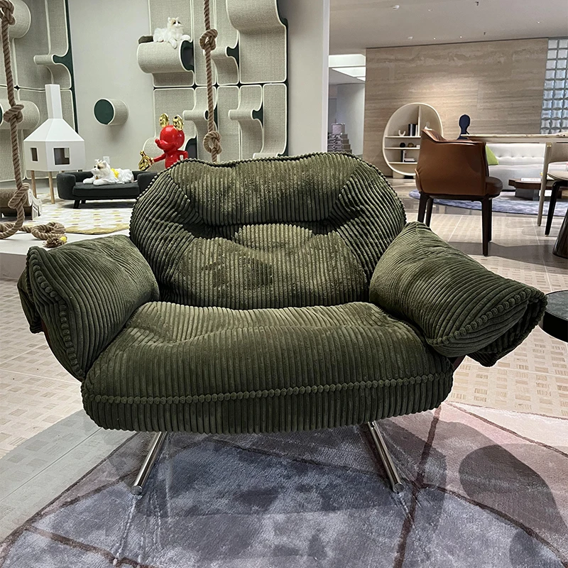 

！@OKF High-Capacity Comfortable Green Stripe Arm Chair Casual Light Luxury Lounge Sofa for Living Room and Bedroom Accent Design