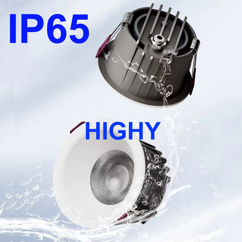 IP65 Recessed LED Downlight 110V220V DC24V Kitchen Bathroom Ceiling Lamp Spot Light LED COB Waterproof Home Living balcony light