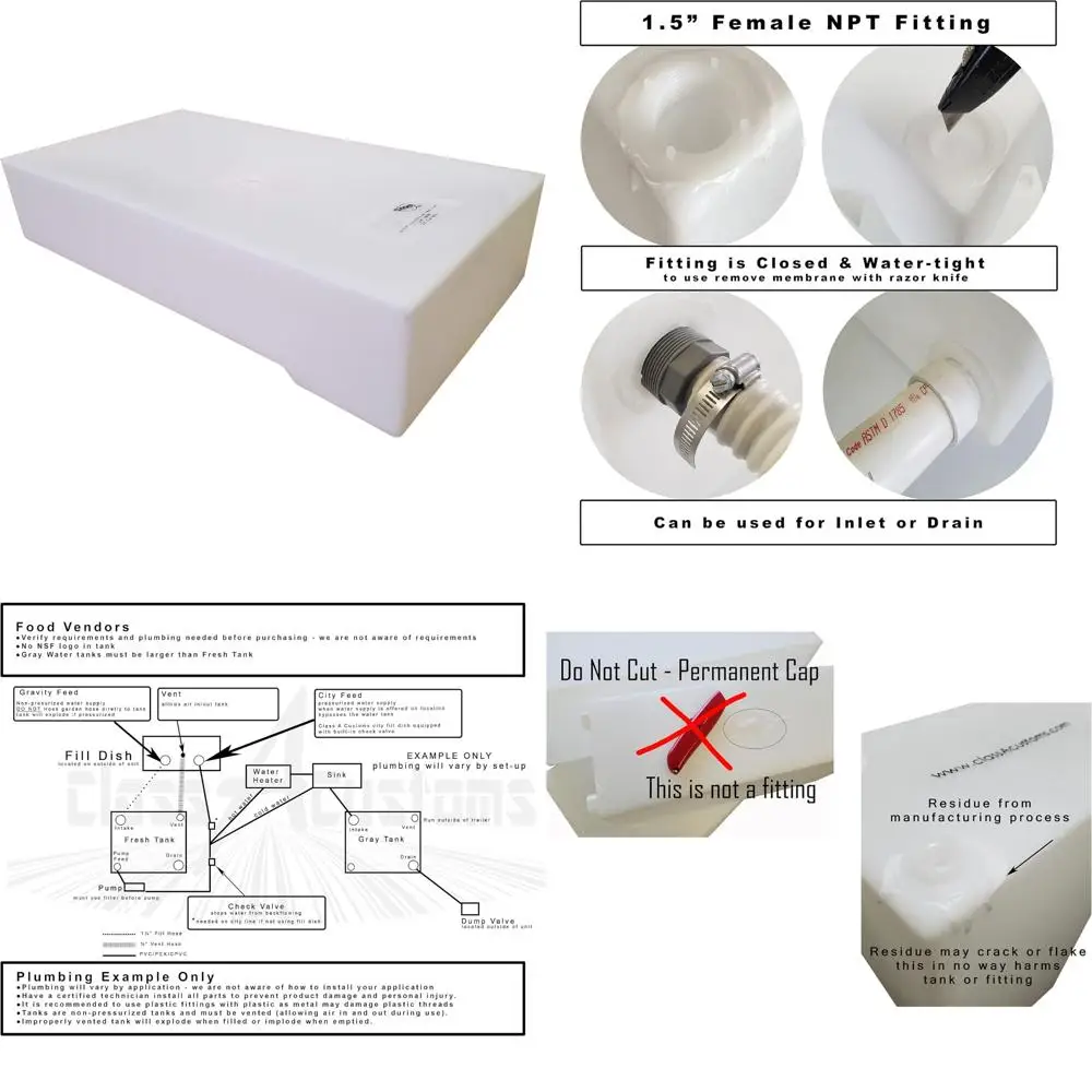 25 Gallon RV Fresh and Gray Water Holding Tank, Under Mount Concession Compatible UM-2500