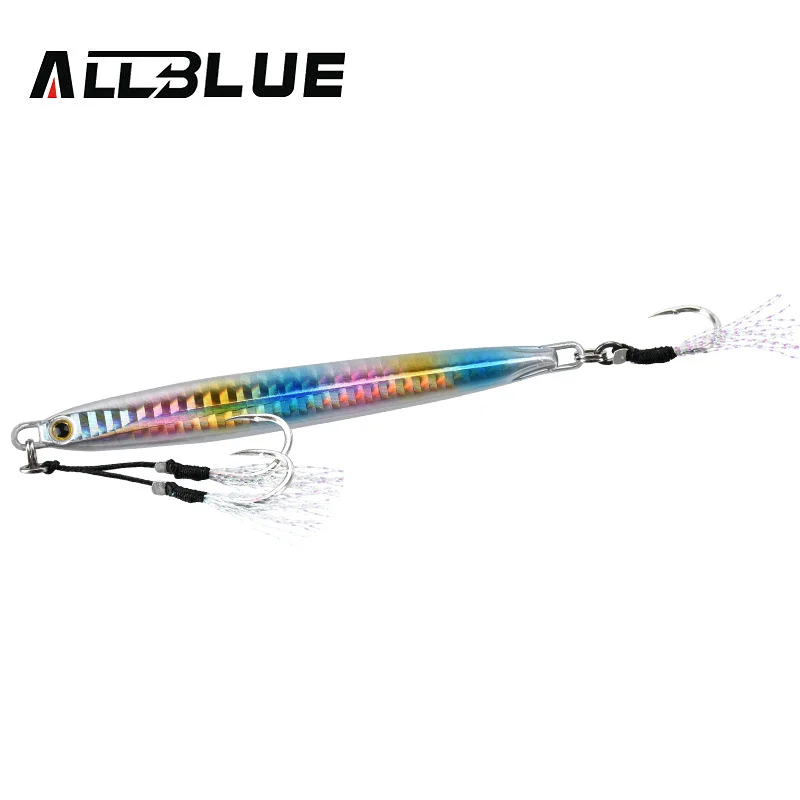 ALLBLUE SLOWER Long Metal Jig Fishing Lure Slow Cast Shore Jigging Spoon Sea Bass Artificial Shore Bait 20G 30G 40G 60G